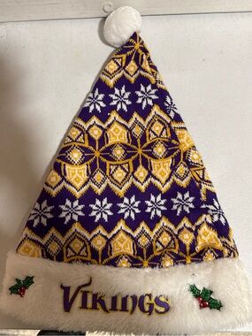 Forever Collectibles Purple and Gold Vikings Holiday Pom Hat